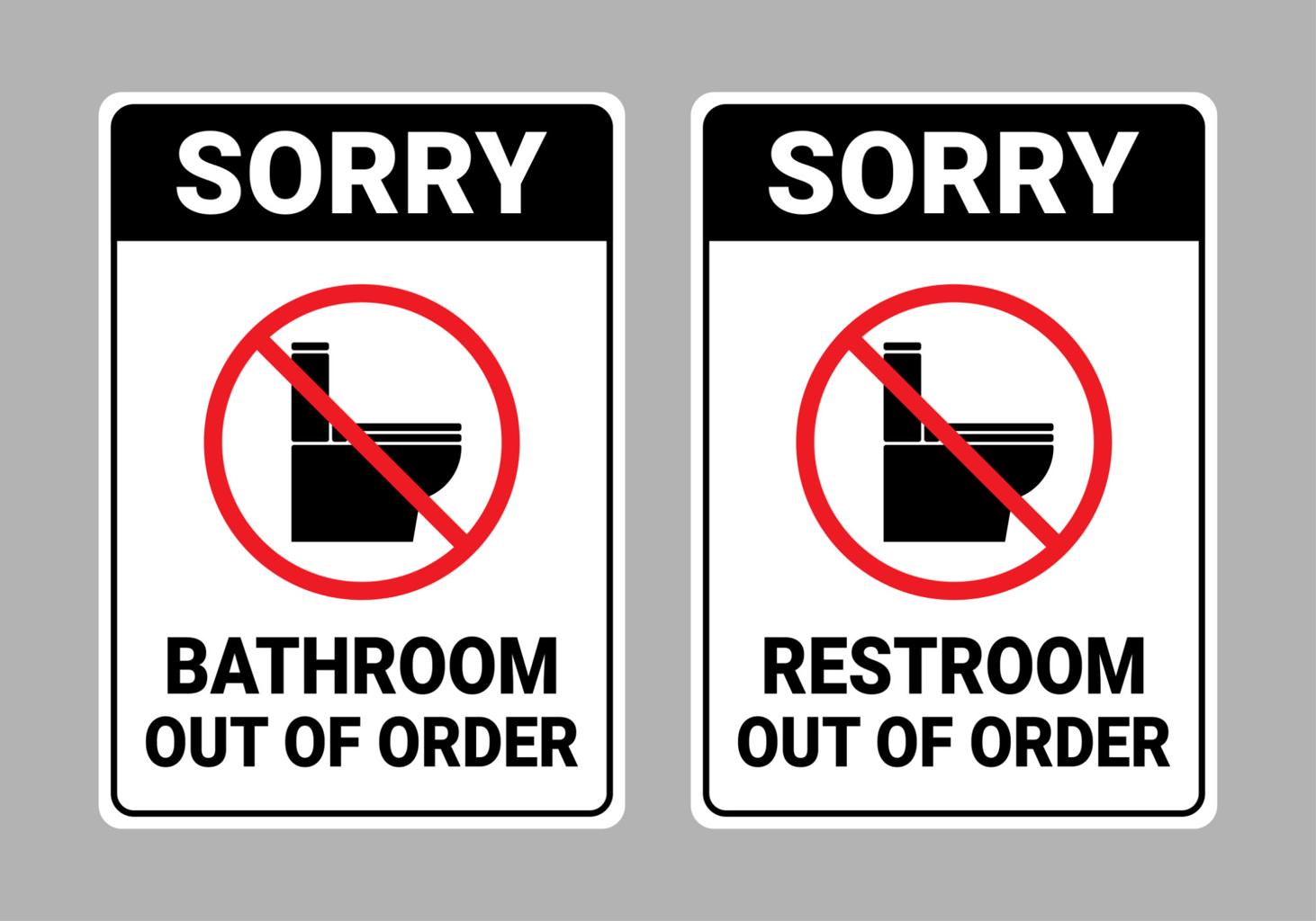 bathroom out of order sign
